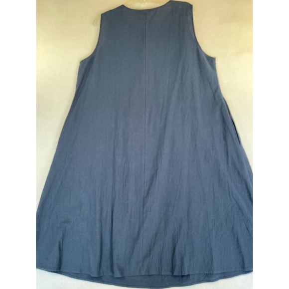 BloomChic Navy Blue 100% Cotton Pintuck TieFront Sleeveless Midi Dress 18-20 NWT - Picture 5 of 6